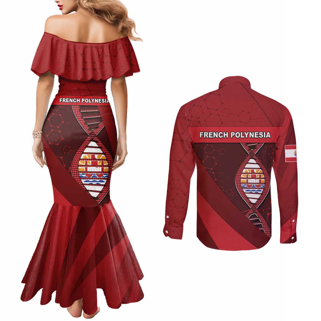French Polynesia Is In My DNA Couples Matching Mermaid Dress and Long Sleeve Button Shirt - Polynesian Pride