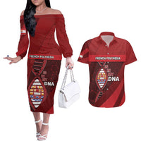 French Polynesia Is In My DNA Couples Matching Off The Shoulder Long Sleeve Dress and Hawaiian Shirt - Polynesian Pride