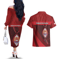 French Polynesia Is In My DNA Couples Matching Off The Shoulder Long Sleeve Dress and Hawaiian Shirt - Polynesian Pride