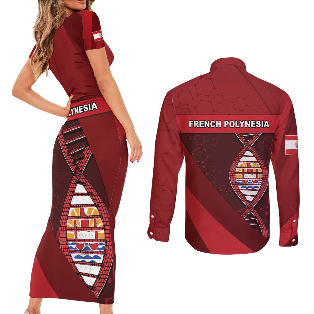 French Polynesia Is In My DNA Couples Matching Short Sleeve Bodycon Dress and Long Sleeve Button Shirt - Polynesian Pride