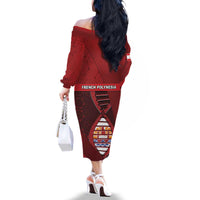 French Polynesia Is In My DNA Family Matching Off The Shoulder Long Sleeve Dress and Hawaiian Shirt - Polynesian Pride