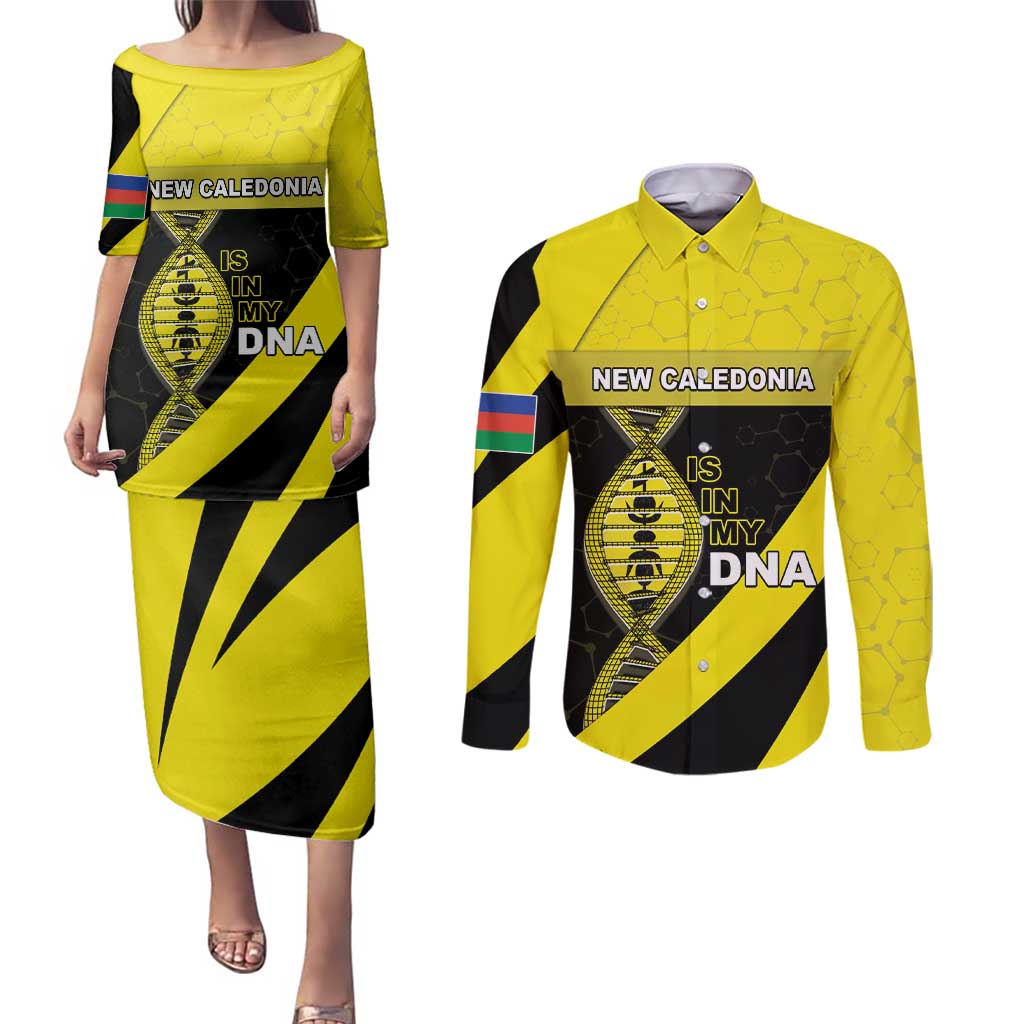 New Caledonia Is In My DNA Couples Matching Puletasi and Long Sleeve Button Shirt - Polynesian Pride