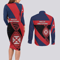 Wallis And Futuna Is In My DNA Couples Matching Long Sleeve Bodycon Dress and Long Sleeve Button Shirt - Polynesian Pride