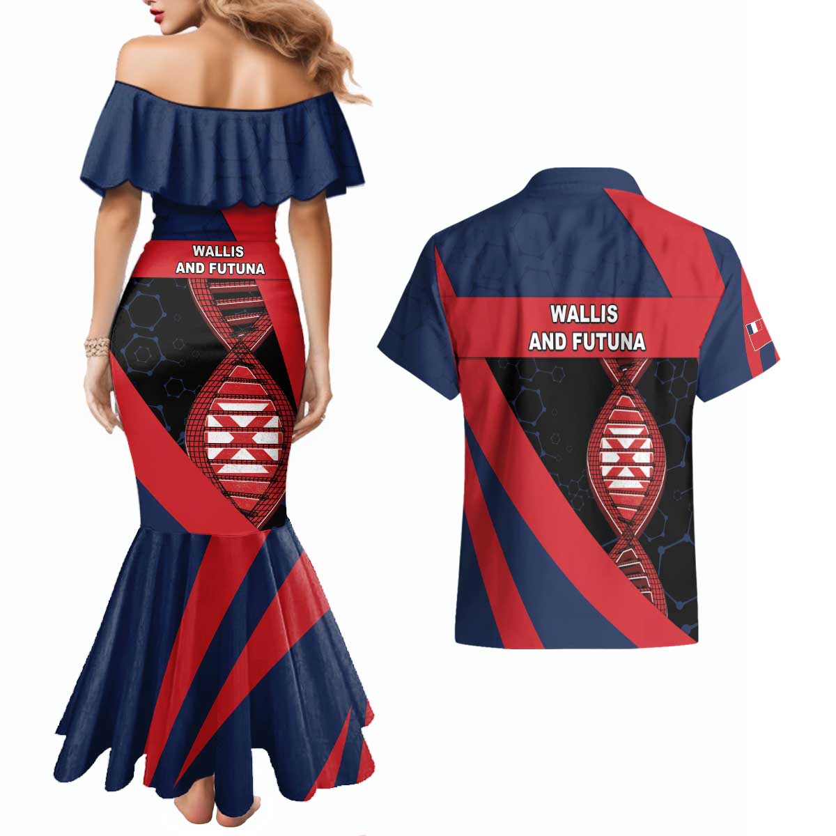 Wallis And Futuna Is In My DNA Couples Matching Mermaid Dress and Hawaiian Shirt - Polynesian Pride