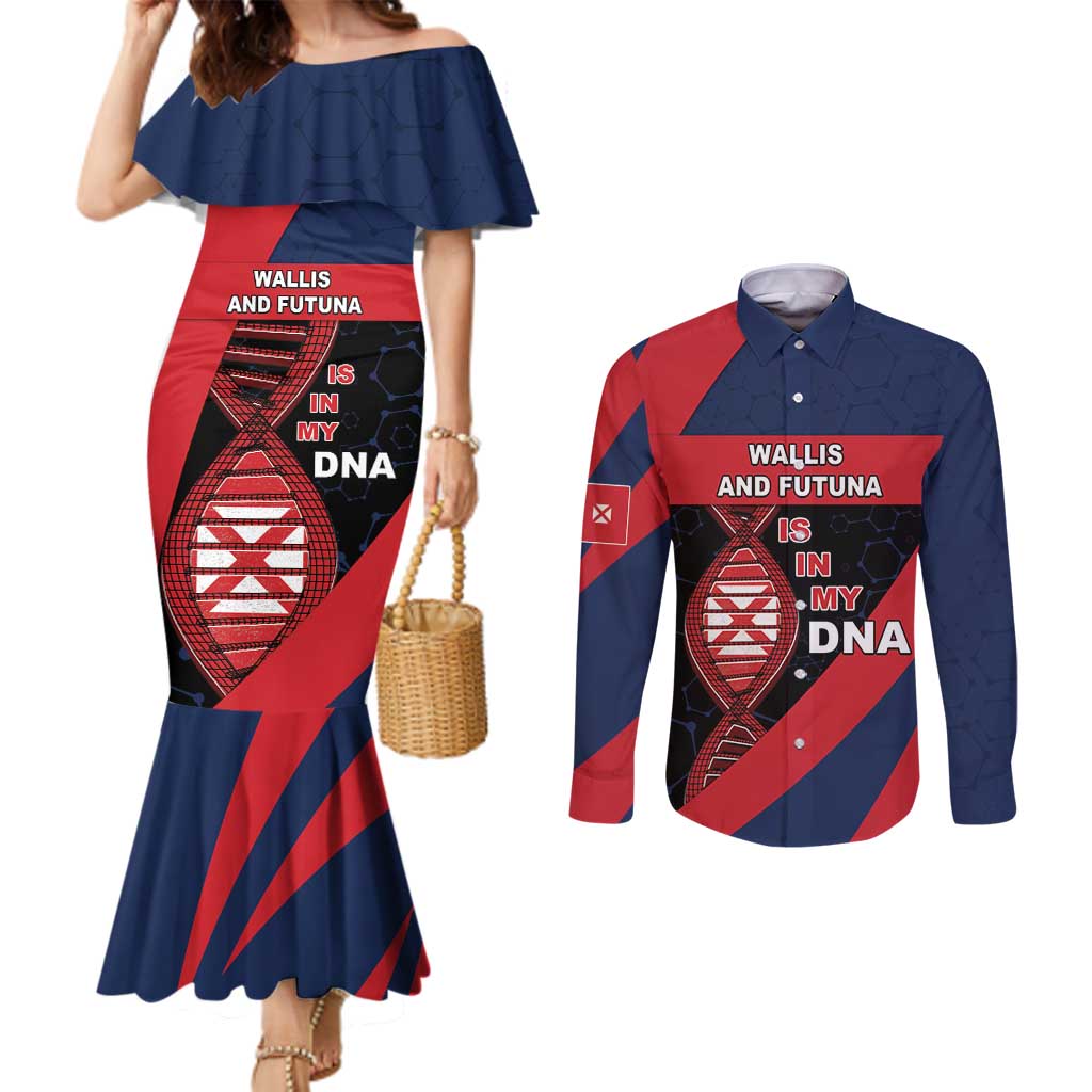 Wallis And Futuna Is In My DNA Couples Matching Mermaid Dress and Long Sleeve Button Shirt - Polynesian Pride