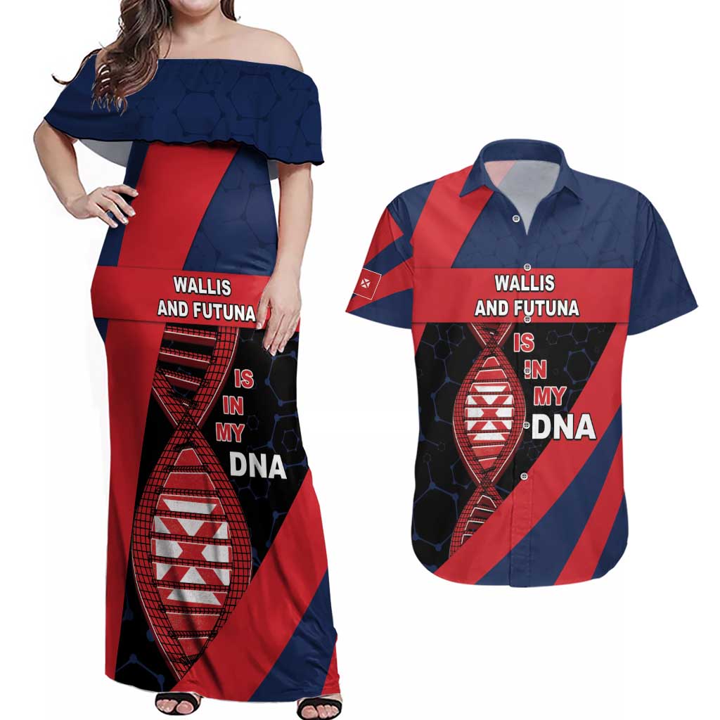 Wallis And Futuna Is In My DNA Couples Matching Off Shoulder Maxi Dress and Hawaiian Shirt - Polynesian Pride