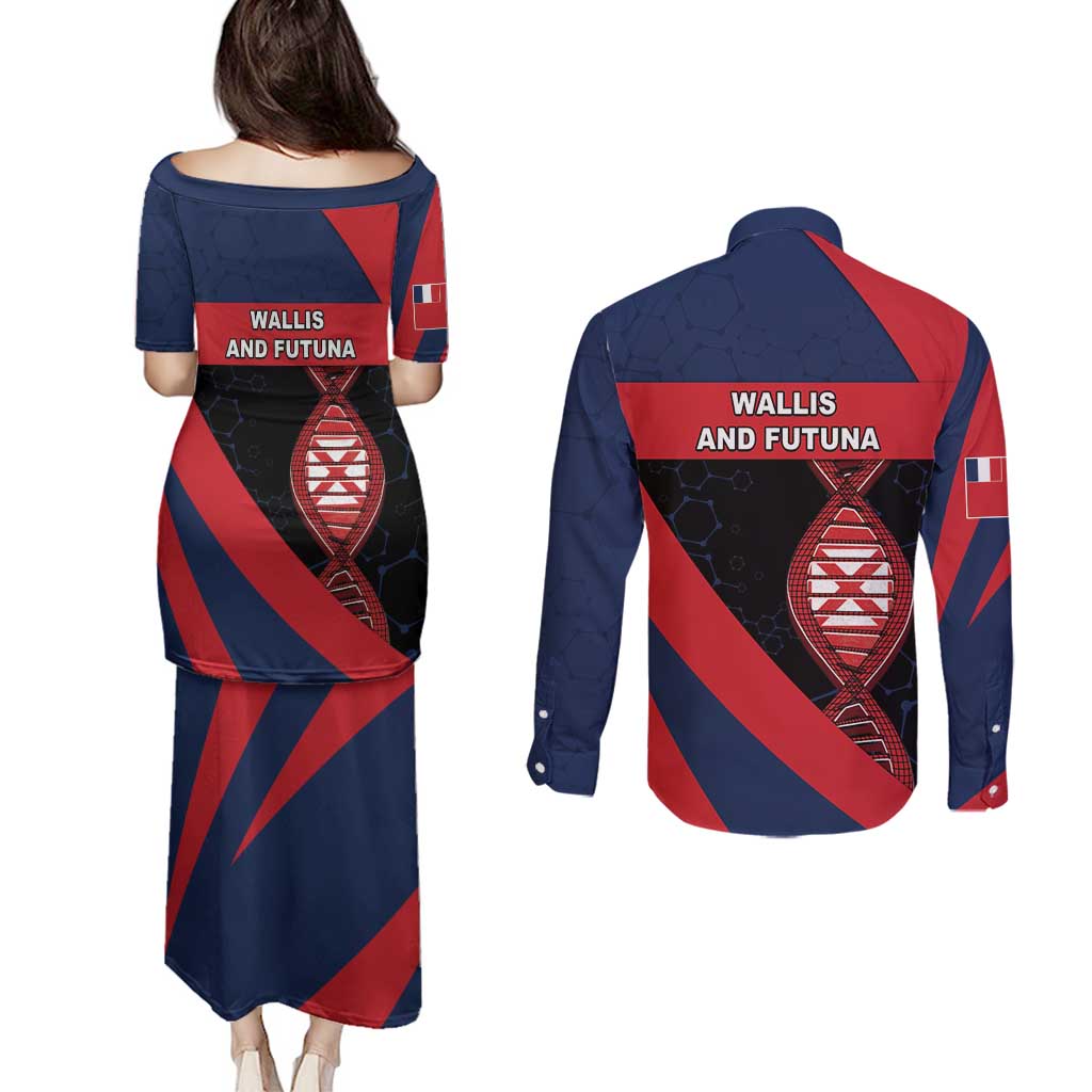 Wallis And Futuna Is In My DNA Couples Matching Puletasi and Long Sleeve Button Shirt - Polynesian Pride