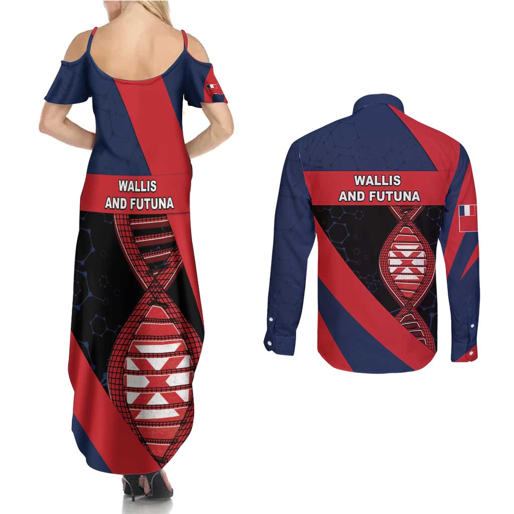 Wallis And Futuna Is In My DNA Couples Matching Summer Maxi Dress and Long Sleeve Button Shirt - Polynesian Pride