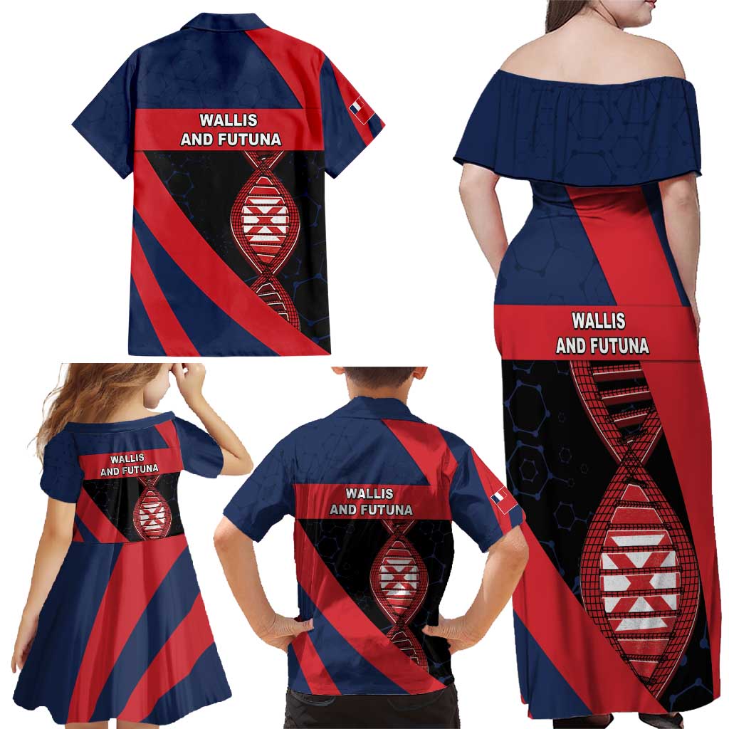 Wallis And Futuna Is In My DNA Family Matching Off Shoulder Maxi Dress and Hawaiian Shirt - Polynesian Pride