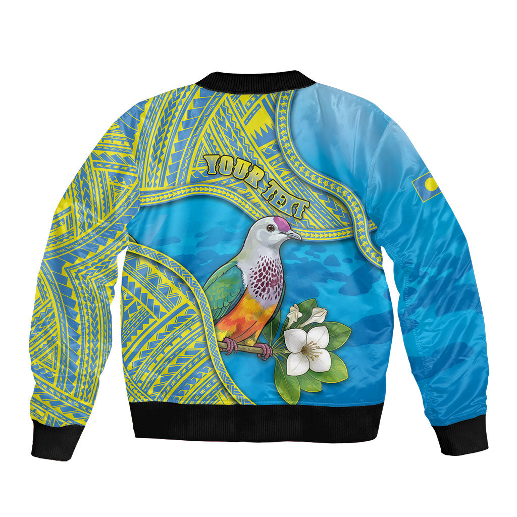Personalised Palau Biib Bird Bomber Jacket Rur Flower And Rock Islands Patterns
