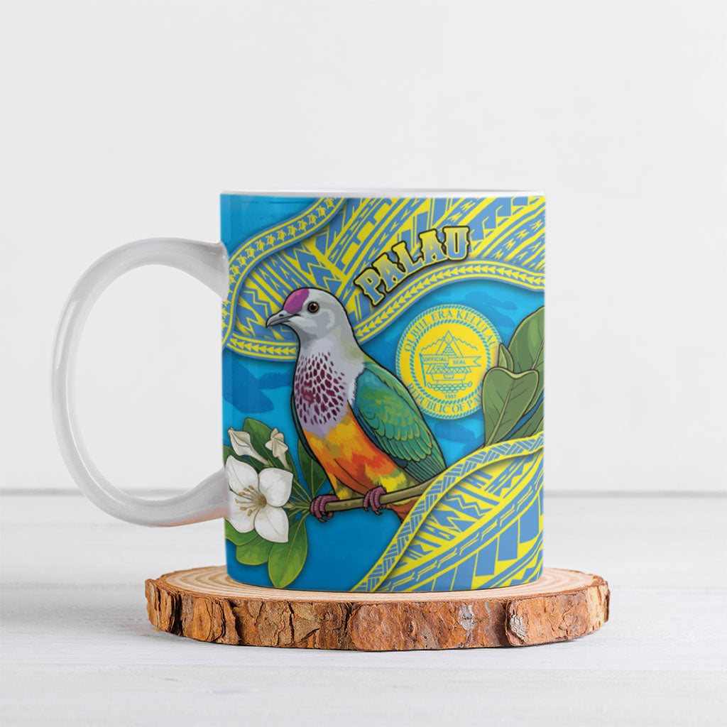 Personalised Palau Biib Bird Ceramic Mug Rur Flower And Rock Islands Patterns