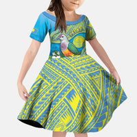Personalised Palau Biib Bird Family Matching Off Shoulder Short Dress and Hawaiian Shirt Rur Flower And Rock Islands Patterns