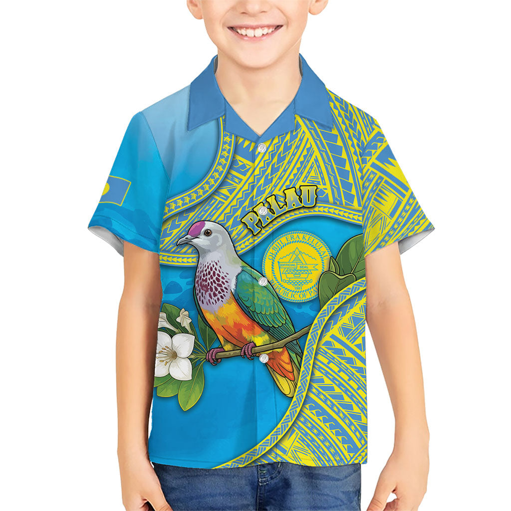 Personalised Palau Biib Bird Family Matching Puletasi and Hawaiian Shirt Rur Flower And Rock Islands Patterns