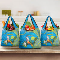 Personalised Palau Biib Bird Grocery Bag Rur Flower And Rock Islands Patterns