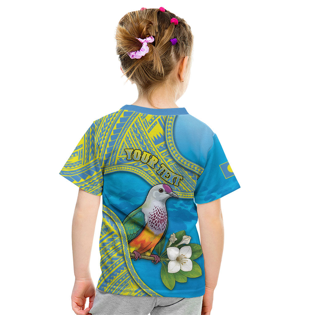 Personalised Palau Biib Bird Kid T Shirt Rur Flower And Rock Islands Patterns