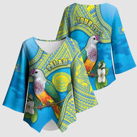 Personalised Palau Biib Bird Kimono Sleeve Blouse Rur Flower And Rock Islands Patterns