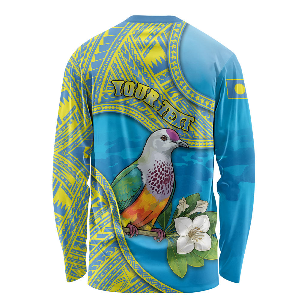 Personalised Palau Biib Bird Long Sleeve Shirt Rur Flower And Rock Islands Patterns