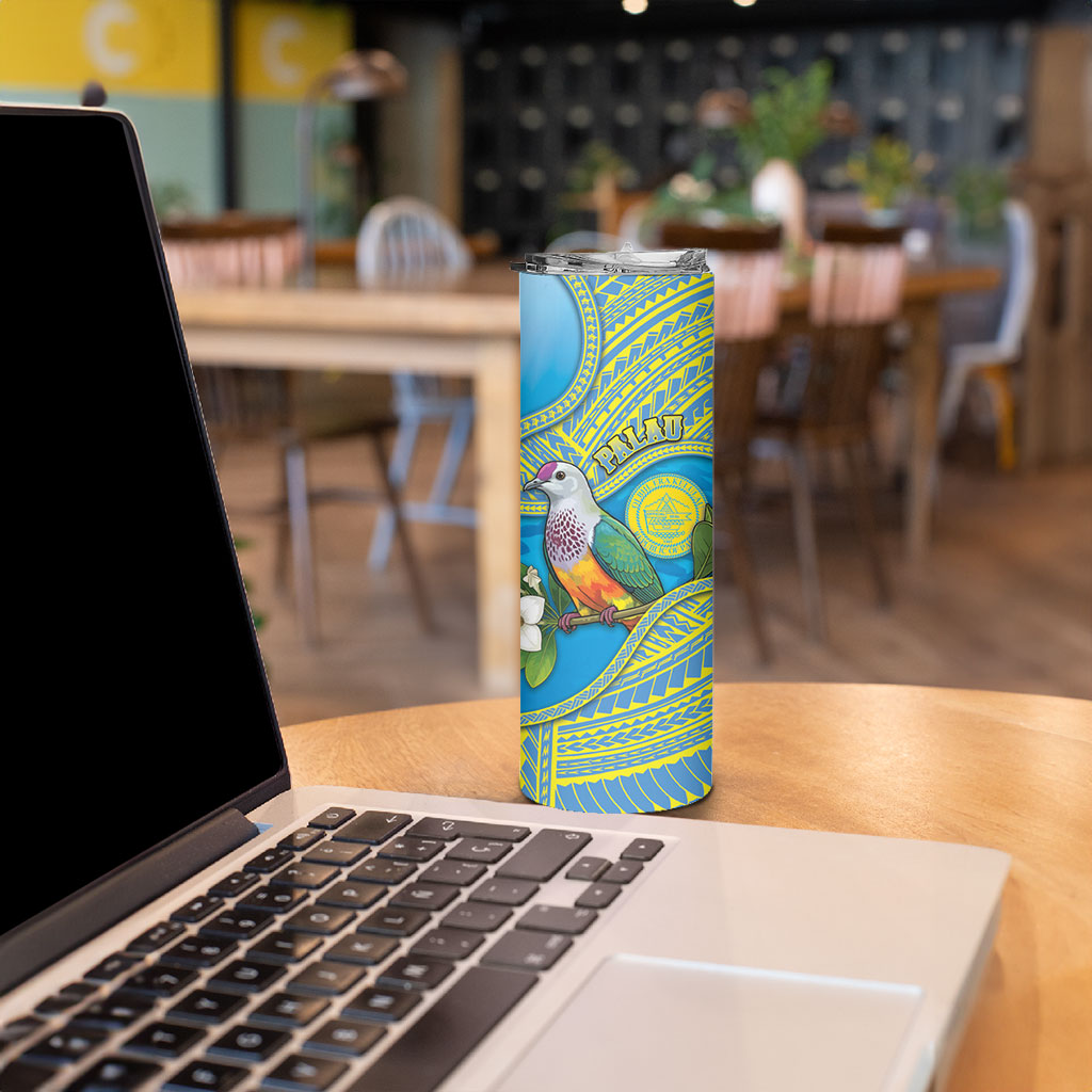 Personalised Palau Biib Bird Skinny Tumbler Rur Flower And Rock Islands Patterns