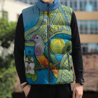 Personalised Palau Biib Bird Sleeveless Puffer Jacket Rur Flower And Rock Islands Patterns