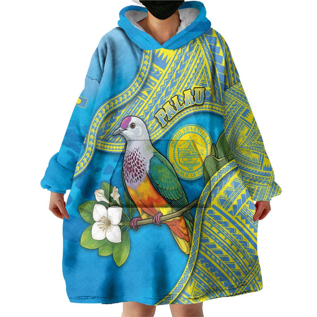Personalised Palau Biib Bird Wearable Blanket Hoodie Rur Flower And Rock Islands Patterns