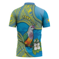 Personalised Palau Biib Bird Zipper Polo Shirt Rur Flower And Rock Islands Patterns