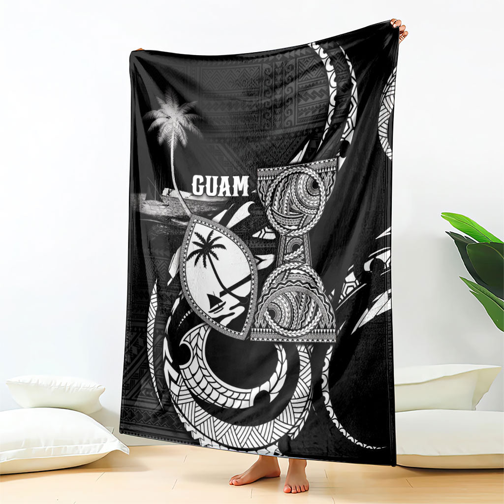 Guam Liberation Day Blanket Black White Latte Stone Tribal Patterns