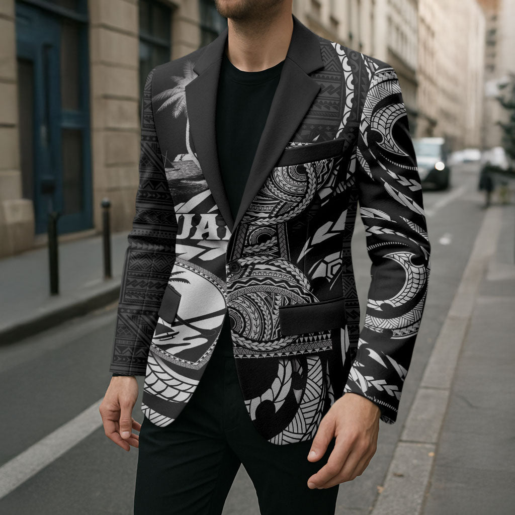 Personalised Guam Liberation Day Blazer Black White Latte Stone Tribal Patterns