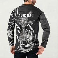 Personalised Guam Liberation Day Button Sweatshirt Black White Latte Stone Tribal Patterns