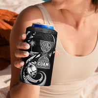 Personalised Guam Liberation Day 4 in 1 Can Cooler Tumbler Black White Latte Stone Tribal Patterns