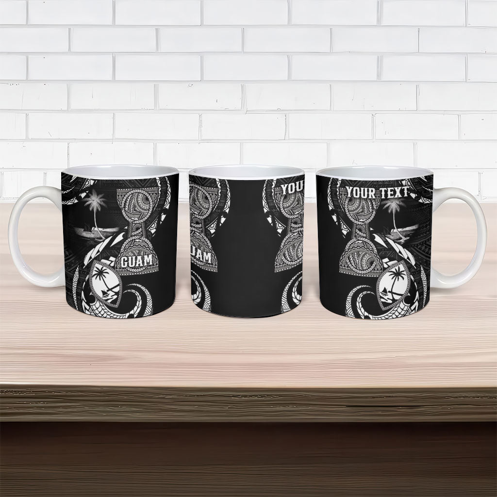 Personalised Guam Liberation Day Ceramic Mug Black White Latte Stone Tribal Patterns