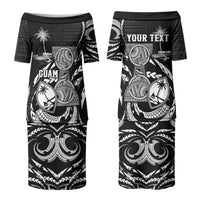 Personalised Guam Liberation Day Couples Matching Puletasi and Hawaiian Shirt Black White Latte Stone Tribal Patterns DT05 - Polynesian Pride