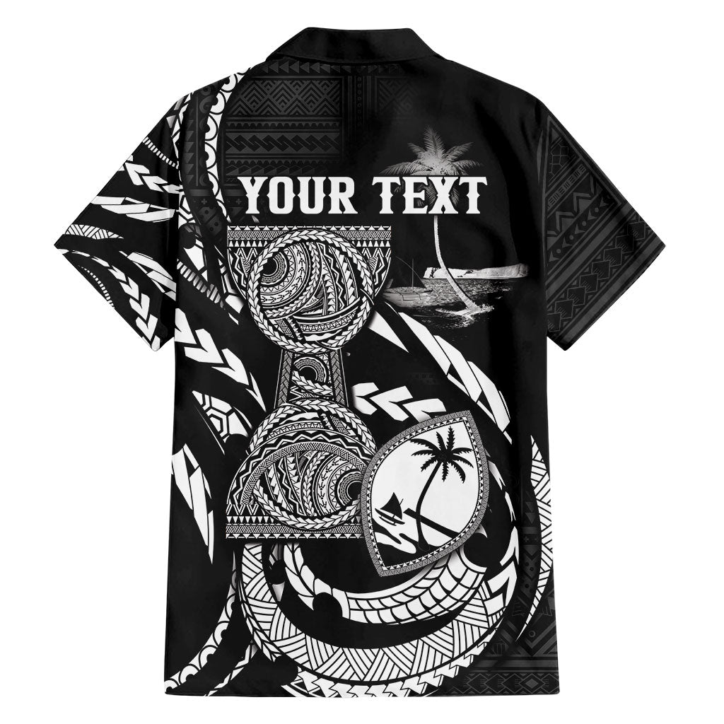 Personalised Guam Liberation Day Family Matching Long Sleeve Bodycon Dress and Hawaiian Shirt Black White Latte Stone Tribal Patterns