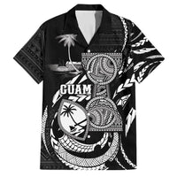 Personalised Guam Liberation Day Family Matching Off Shoulder Maxi Dress and Hawaiian Shirt Black White Latte Stone Tribal Patterns