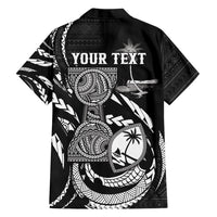 Personalised Guam Liberation Day Family Matching Short Sleeve Bodycon Dress and Hawaiian Shirt Black White Latte Stone Tribal Patterns