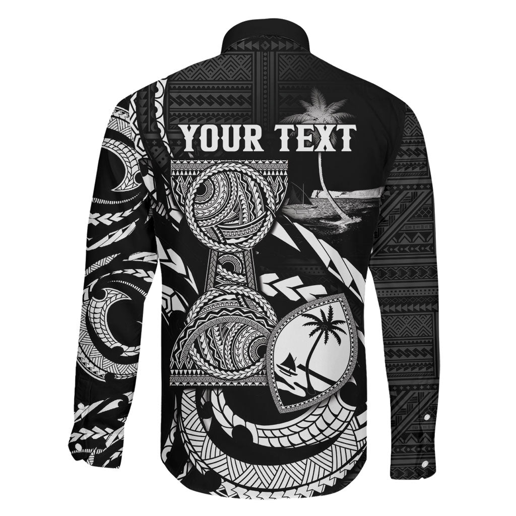 Personalised Guam Liberation Day Family Matching Tank Maxi Dress and Hawaiian Shirt Black White Latte Stone Tribal Patterns
