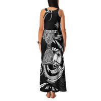 Personalised Guam Liberation Day Family Matching Tank Maxi Dress and Hawaiian Shirt Black White Latte Stone Tribal Patterns