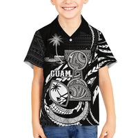 Personalised Guam Liberation Day Hawaiian Shirt Black White Latte Stone Tribal Patterns
