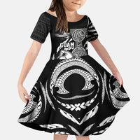 Personalised Guam Liberation Day Kid Short Sleeve Dress Black White Latte Stone Tribal Patterns