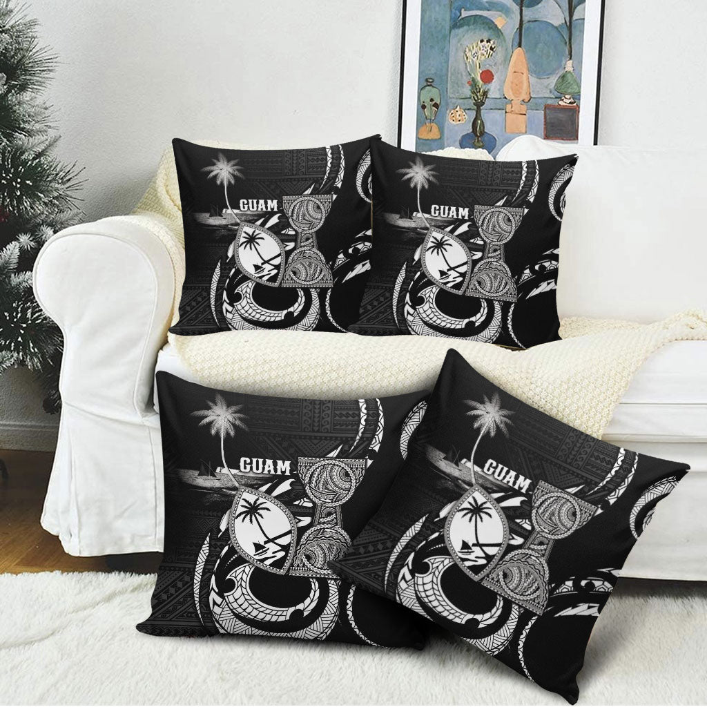 Guam Liberation Day Pillow Cover Black White Latte Stone Tribal Patterns