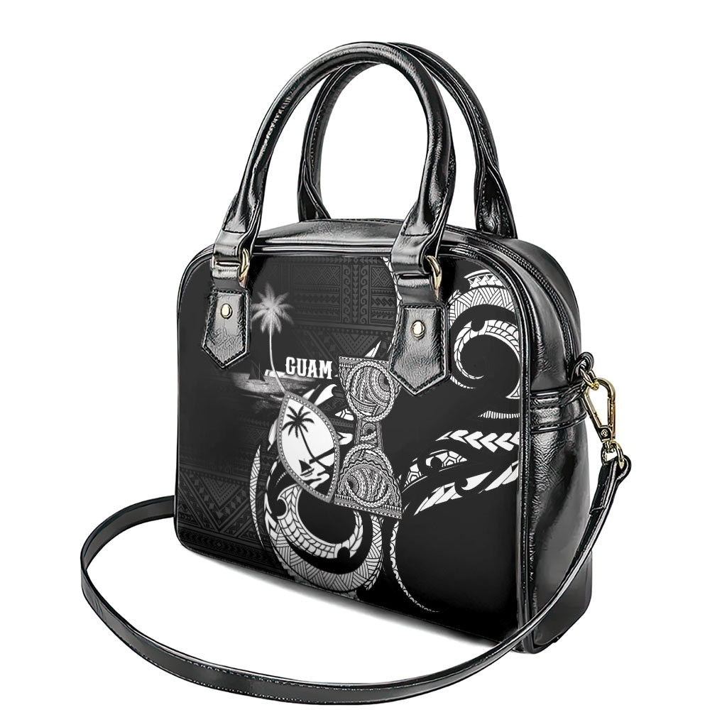 Guam Liberation Day Shoulder Handbag Black White Latte Stone Tribal Patterns