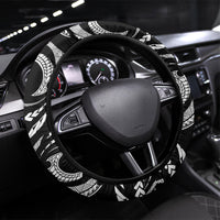 Guam Liberation Day Steering Wheel Cover Black White Latte Stone Tribal Patterns