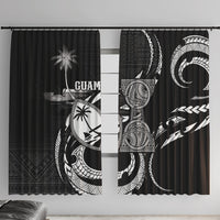Guam Liberation Day Window Curtain Black White Latte Stone Tribal Patterns