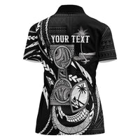 Personalised Guam Liberation Day Women Polo Shirt Black White Latte Stone Tribal Patterns
