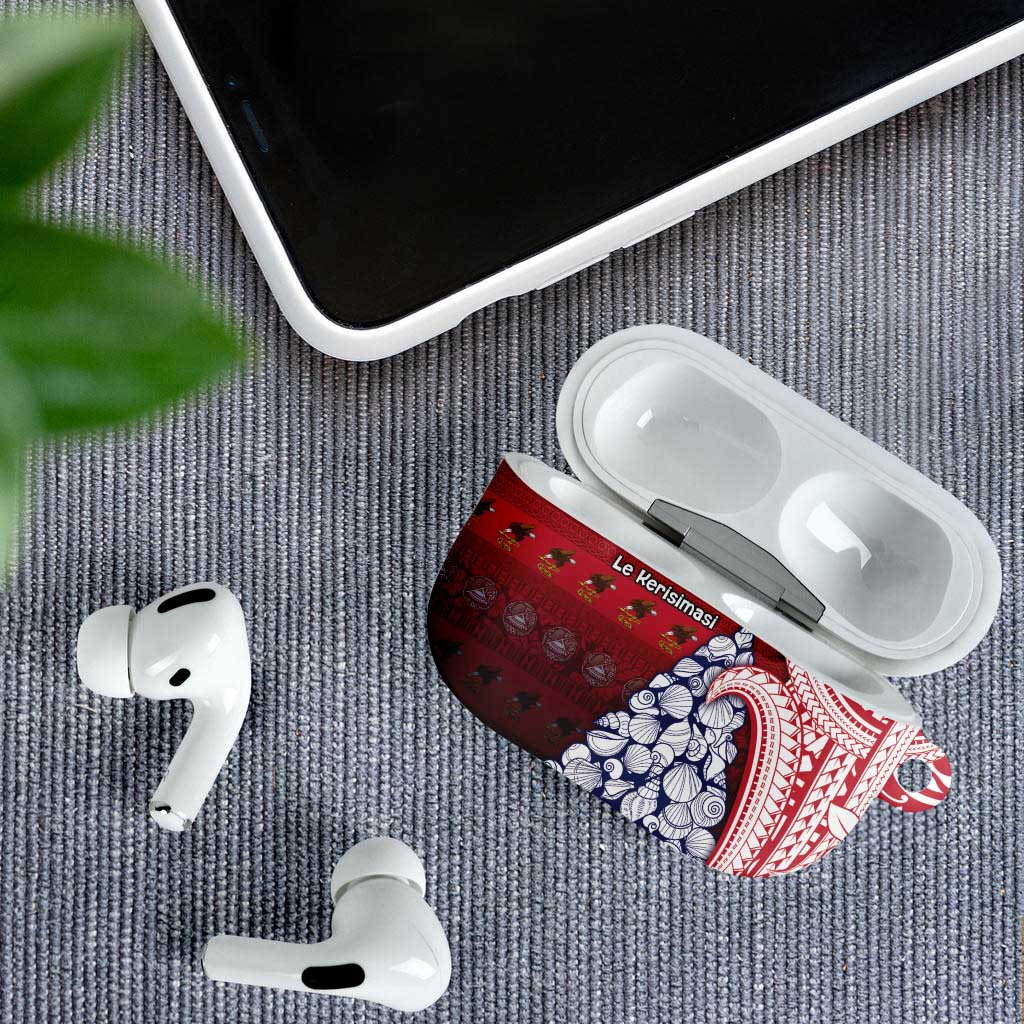 American Samoa Christmas AirPods Case Seashell Xmas Tree Tribal Waves - Polynesian Pride