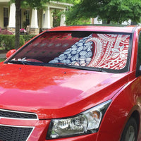 American Samoa Christmas Auto Sun Shade Seashell Xmas Tree Tribal Waves - Polynesian Pride