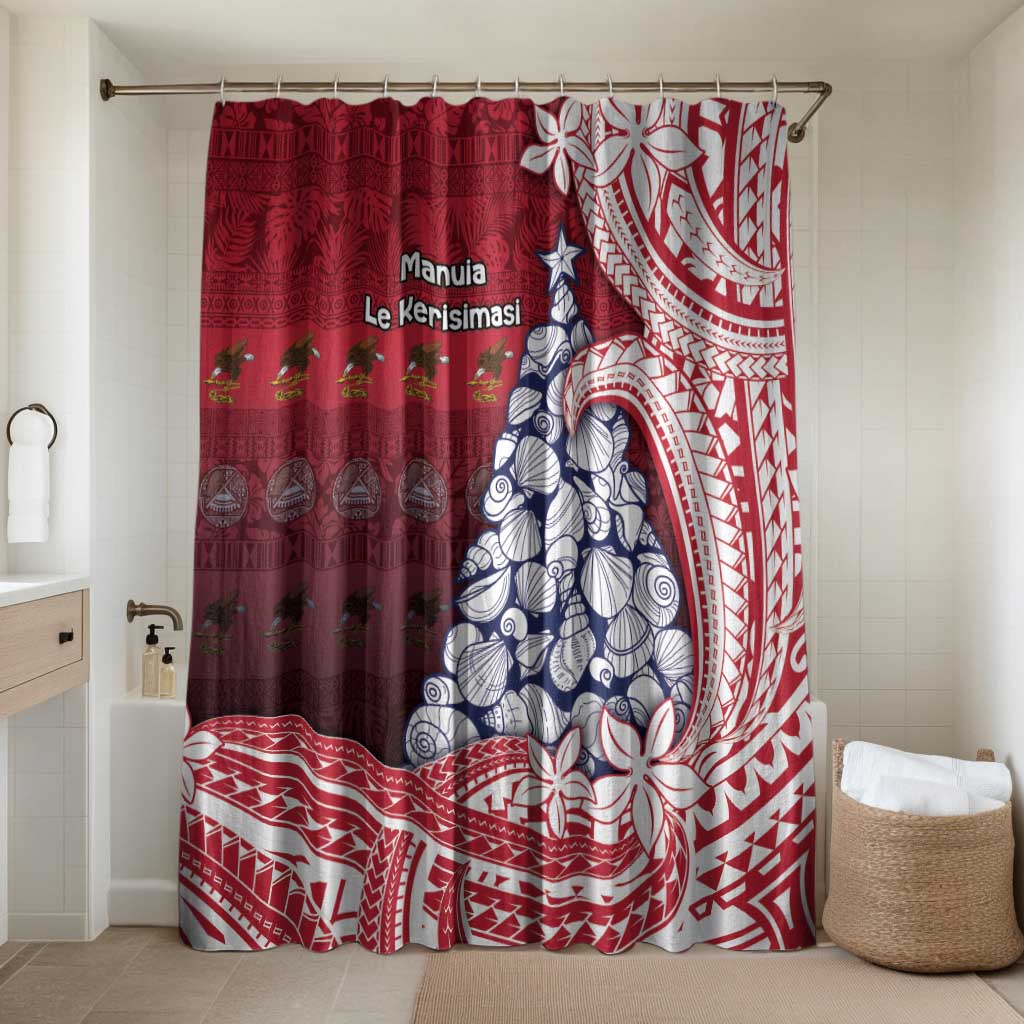 American Samoa Christmas Bathroom Set Seashell Xmas Tree Tribal Waves - Polynesian Pride