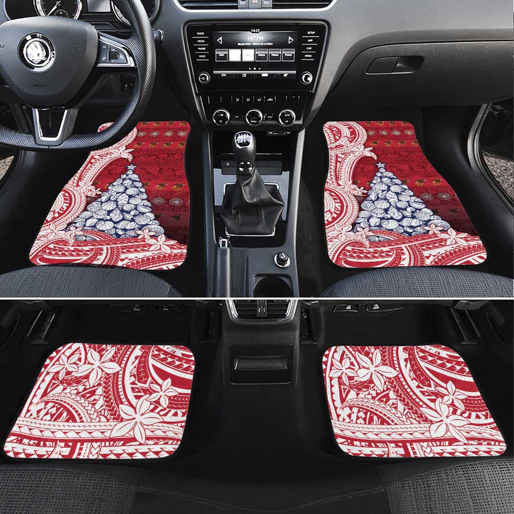 American Samoa Christmas Car Mats Seashell Xmas Tree Tribal Waves - Polynesian Pride