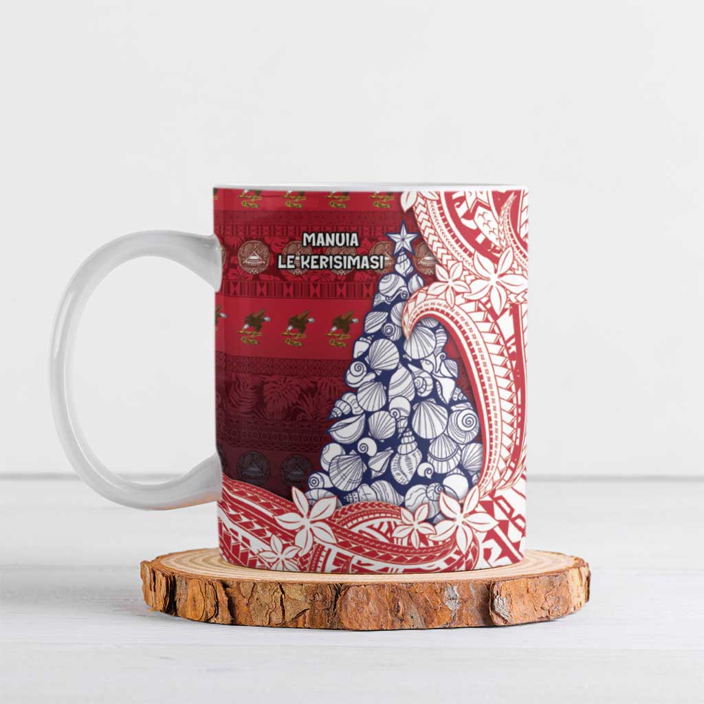 American Samoa Christmas Ceramic Mug Seashell Xmas Tree Tribal Waves - Polynesian Pride