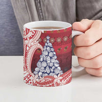 American Samoa Christmas Ceramic Mug Seashell Xmas Tree Tribal Waves - Polynesian Pride