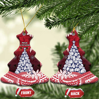 American Samoa Christmas Ceramic Ornament Seashell Xmas Tree And Waves Patterns - Polynesian Pride